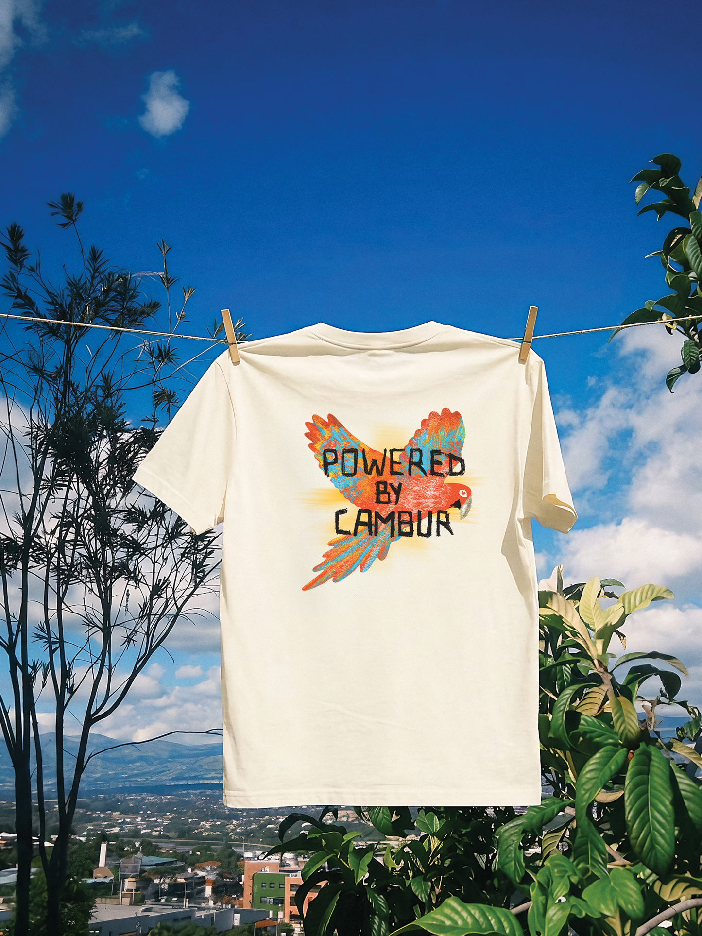 POWERED BY CAMBUR — vintage white tee